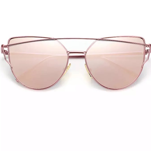 Rose Gold Pink Mirrored Aviators Sunglasses - Picture 2 of 8